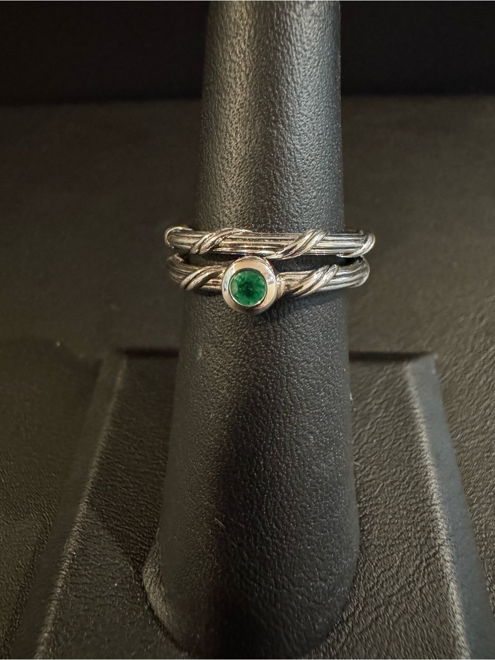 Peter Thomas Roth Sterling Silver and Emerald Slim Band Set